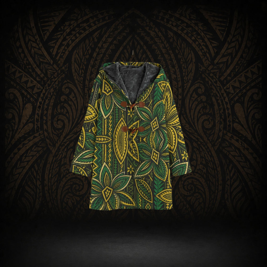 ISLAND EVERGREEN POLYNESIAN HOODED TRENCH COAT