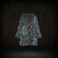 TEAL ISLAND BLOOM POLYNESIAN HOODED TRENCH COAT