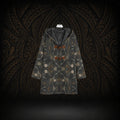MIDNIGHT HIBISCUS TAPA HOODED TRENCH COAT