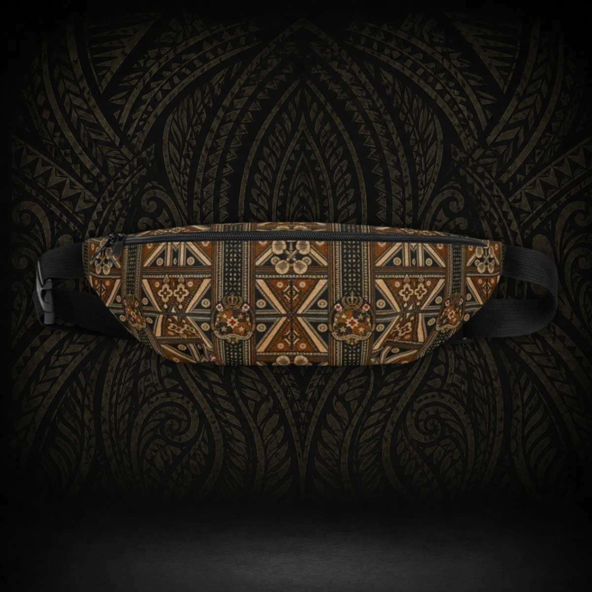 Tongan Tapa Fanny Pack — Water-Resistant Waist Bag