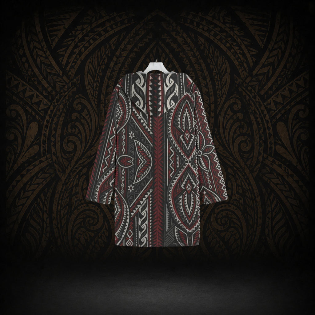 CRIMSON LEGACY POLYNESIAN HOODED TRENCH COAT
