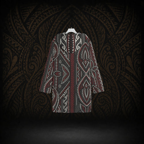 CRIMSON LEGACY POLYNESIAN HOODED TRENCH COAT