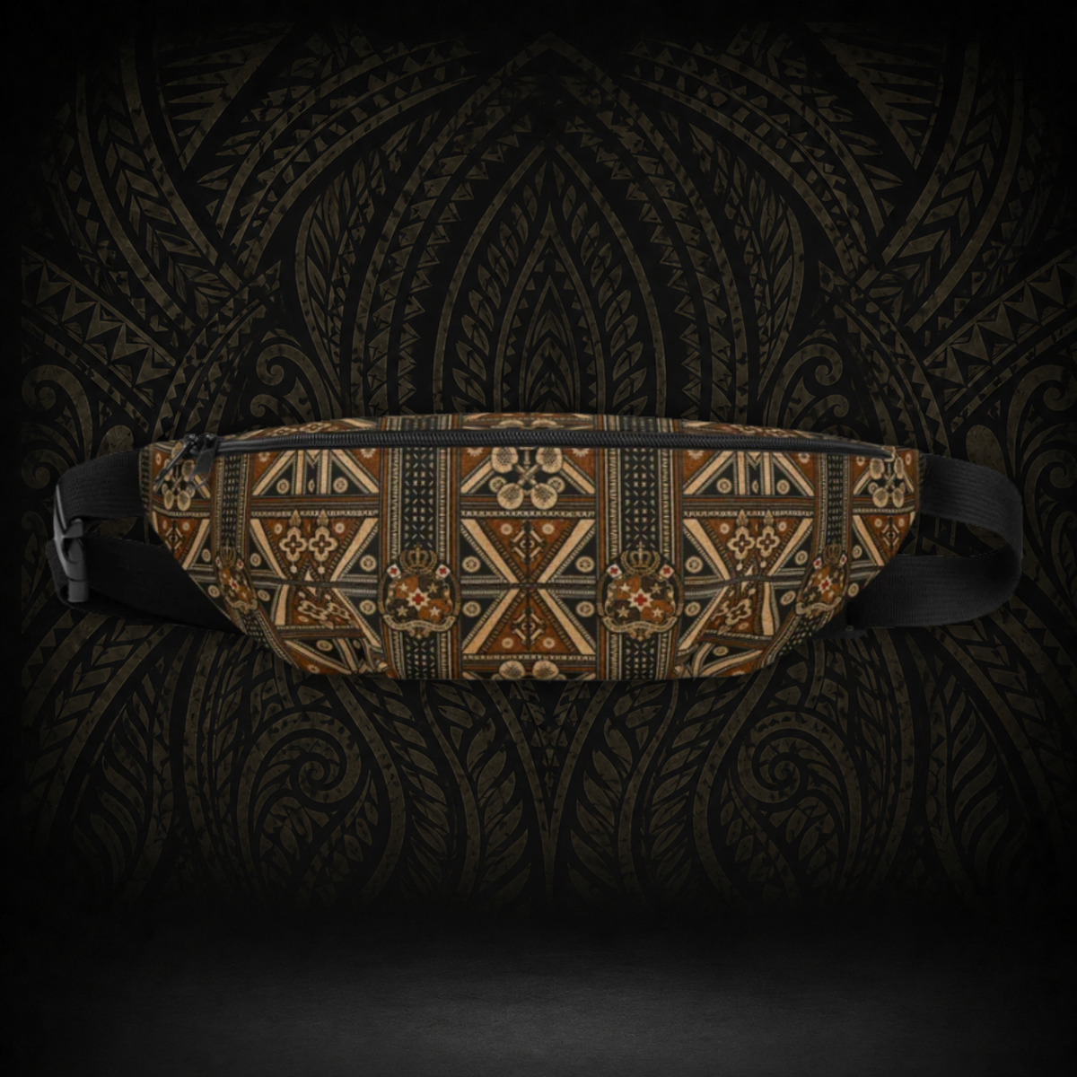 Tongan Tapa Fanny Pack — Water-Resistant Waist Bag