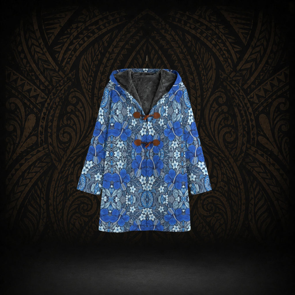 ROYAL PACIFIC BLOOM POLYNESIAN HOODED TRENCH COAT
