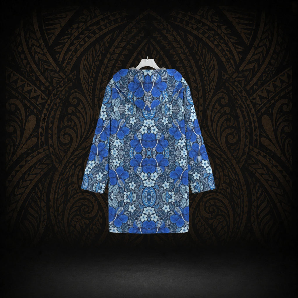 ROYAL PACIFIC BLOOM POLYNESIAN HOODED TRENCH COAT