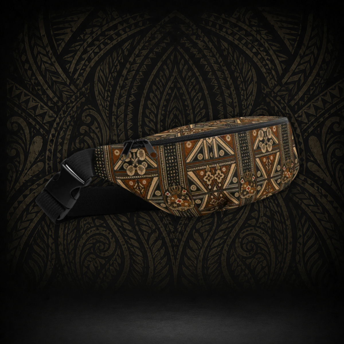 Tongan Tapa Fanny Pack — Water-Resistant Waist Bag