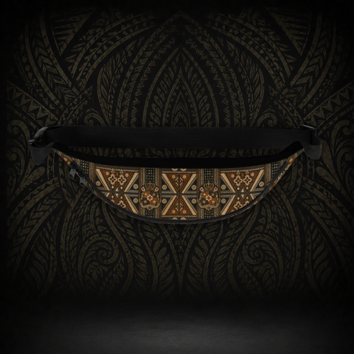 Tongan Tapa Fanny Pack — Water-Resistant Waist Bag