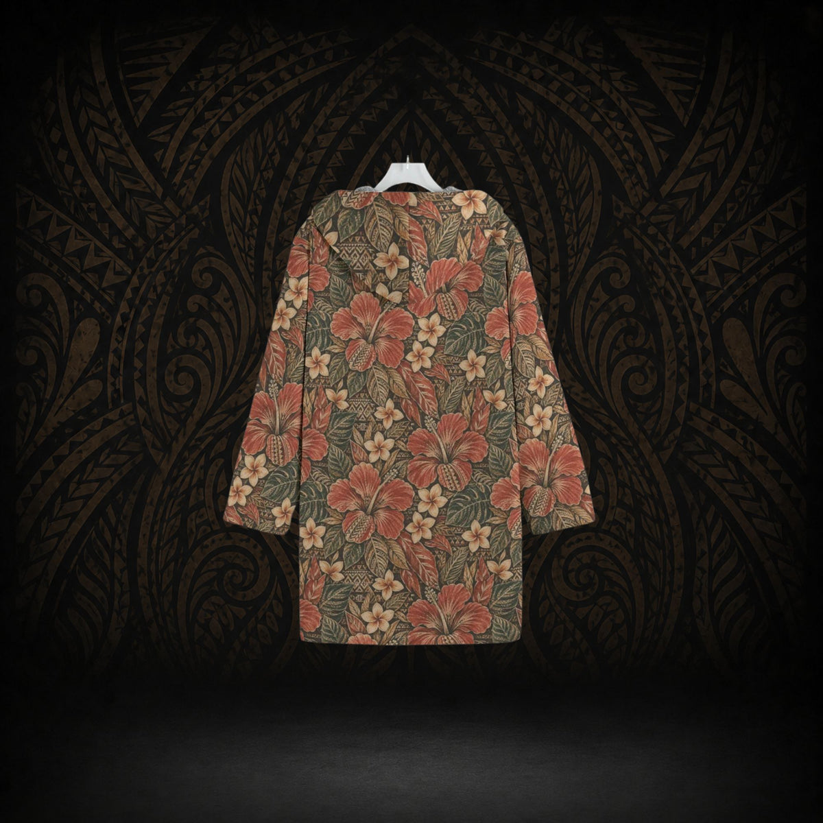 SUNSET HIBISCUS ISLAND HOODED TRENCH COAT