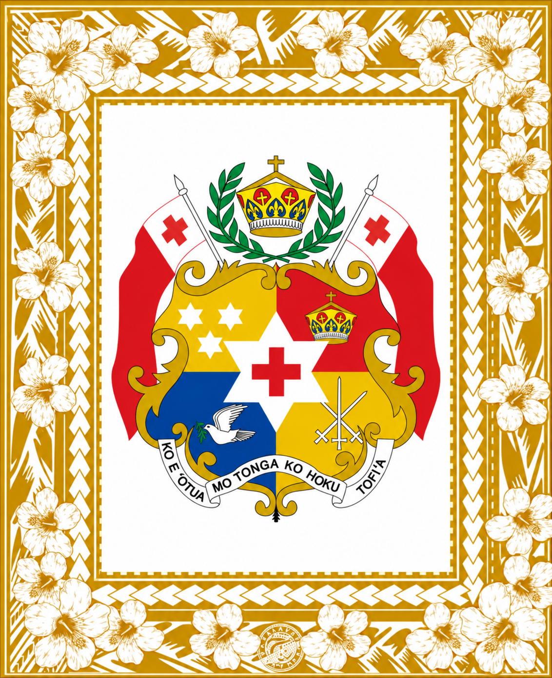Tonga Sila Monomono | King Size | Gold and White Floral