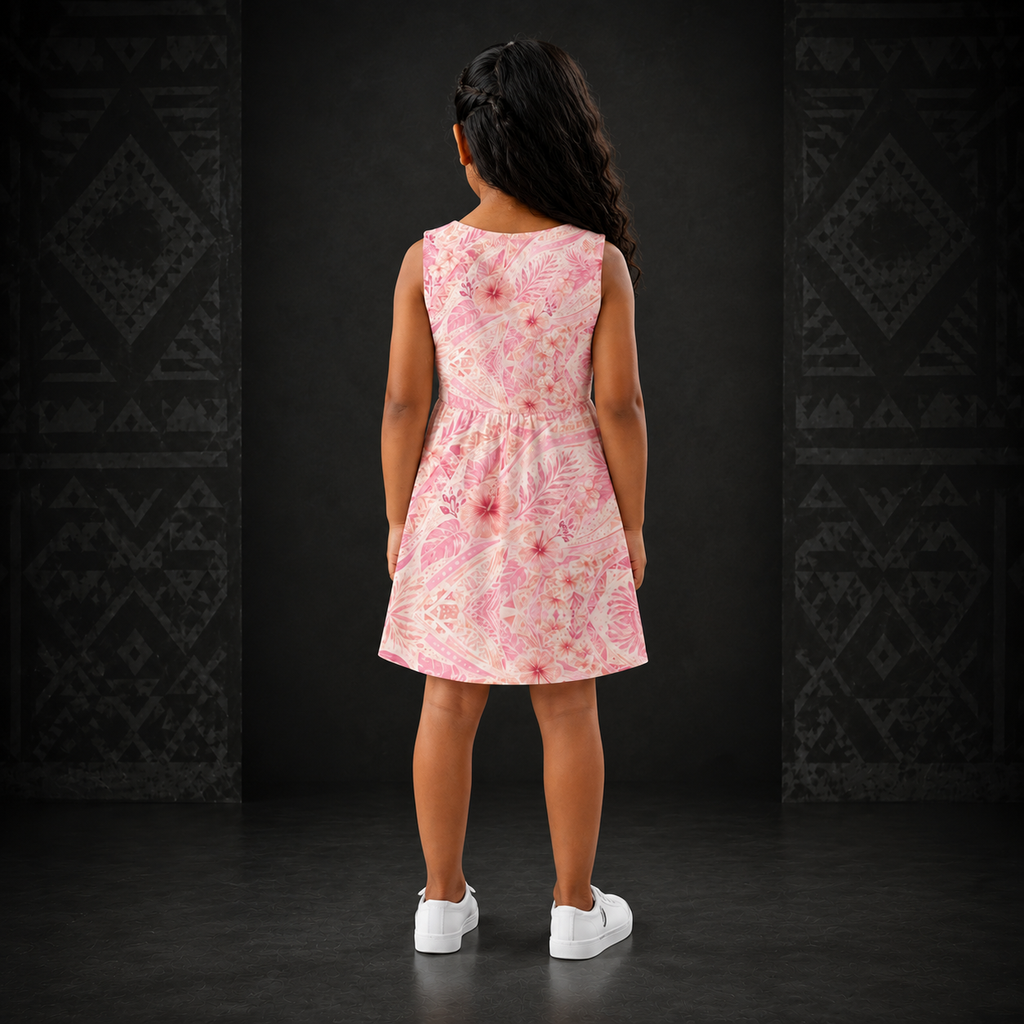 Girl's Sunset Floral A-Line Dress — Island Roots Print