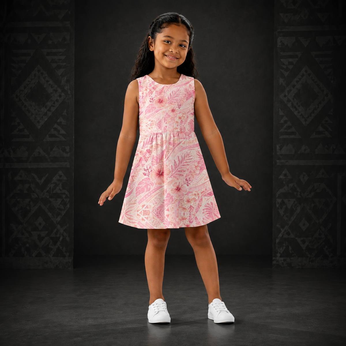 Girl's Sunset Floral A-Line Dress — Island Roots Print